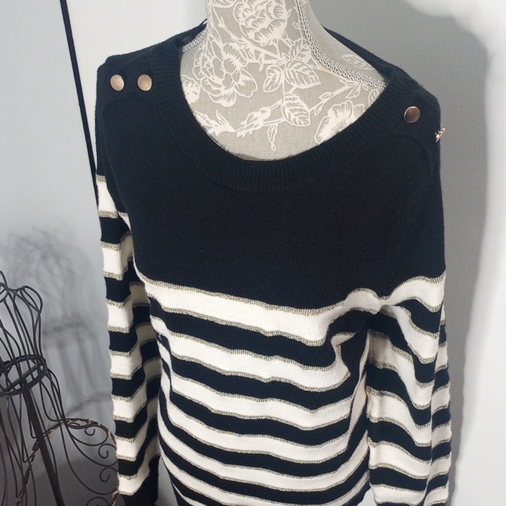 2‎ For $10 Lane Bryant Striped Black and White Women's Sweater